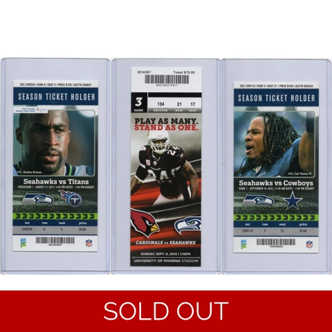 2012 RUSSELL WILSON NFL DEBUT 9/9 SEAHAWKS CARDINALS Full Ticket 1st GAME & WIN